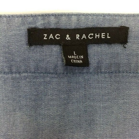 Zac And Rachel Blue Tencel Chambray 3/4 Ruffled Bell Sleeve Blouse Womens Large - Picture 8 of 11